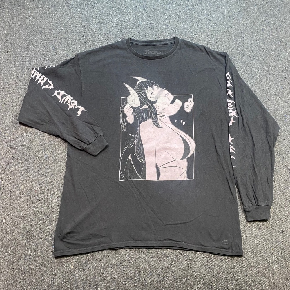 Lewd Complex Anime Succubus Shirt Sz XL Mens Black Streetwear Gothic Graphic Tee